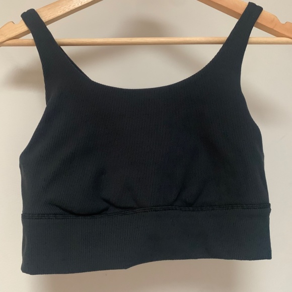 aerie OFFLINE Ribbed Longline Sports Bra - True Black, Size M - Picture 5 of 9